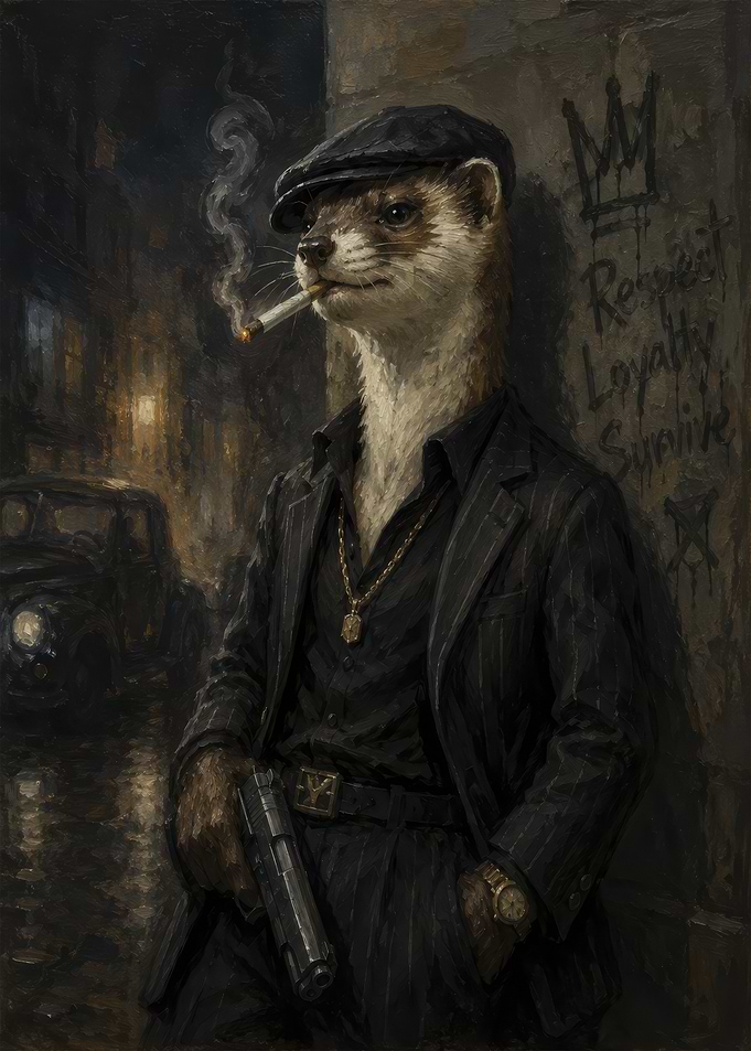 Gangster Ferret in Pinstripe Suit