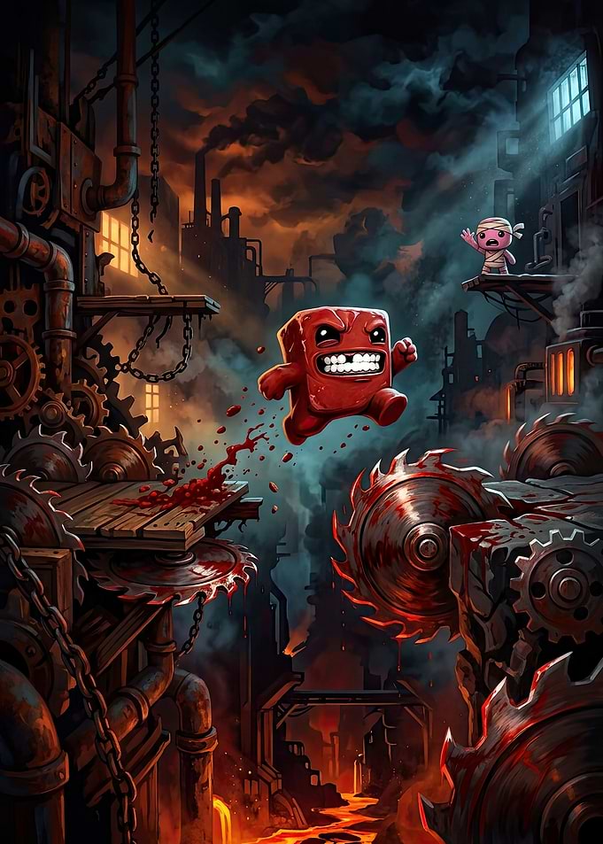 Super Meat Boy Industrial Level Action