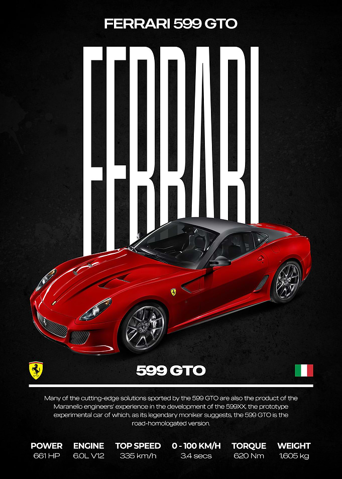 Ferrari 599 GTO Automotive Poster