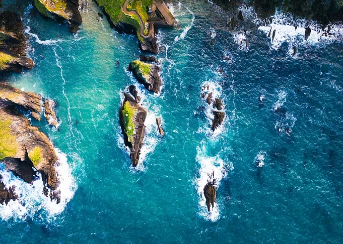 Aerial View of Rugged Coastal Cliffs - Ireland