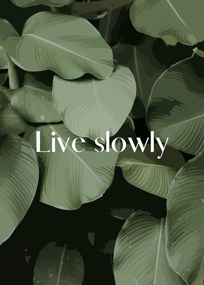Live Slowly Botanical Quote Poster