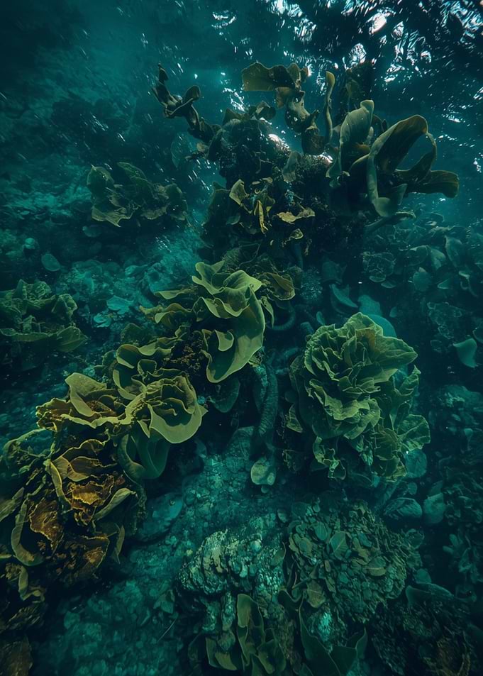 Emerald Ocean Canopy, Aerial Kelp Forest Fine Art Coastal Wall Decor