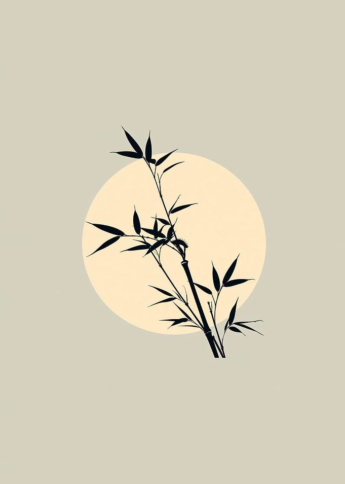 Minimalist Bamboo Silhouette with Sun