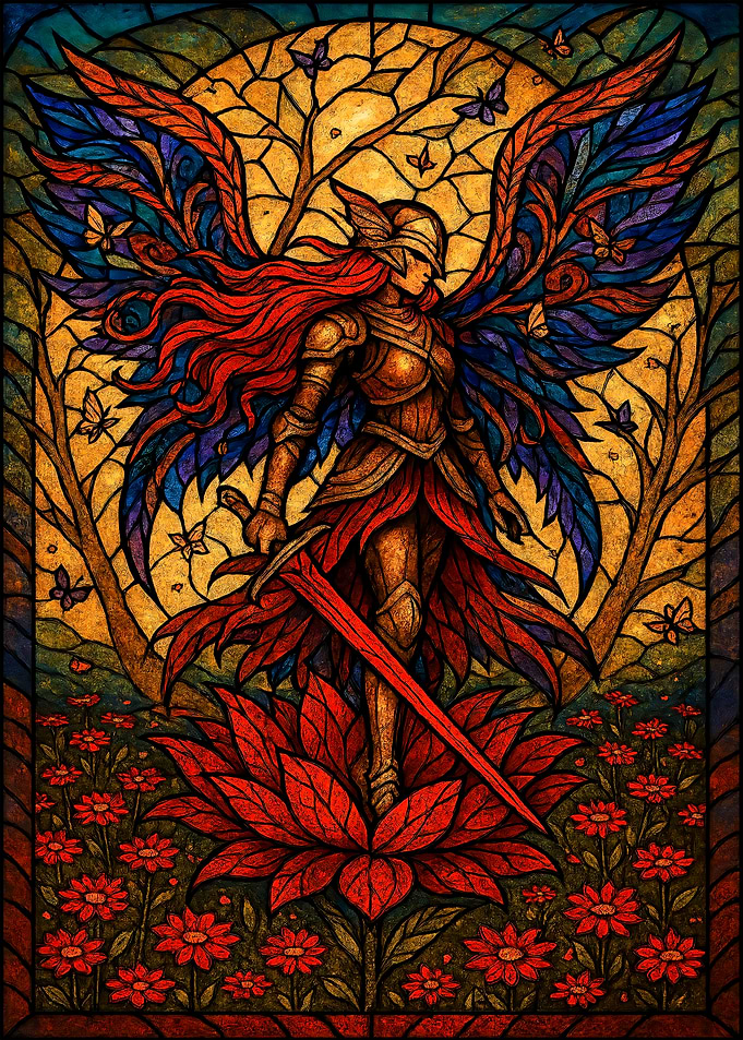 Stained Glass Valkyrie Warrior