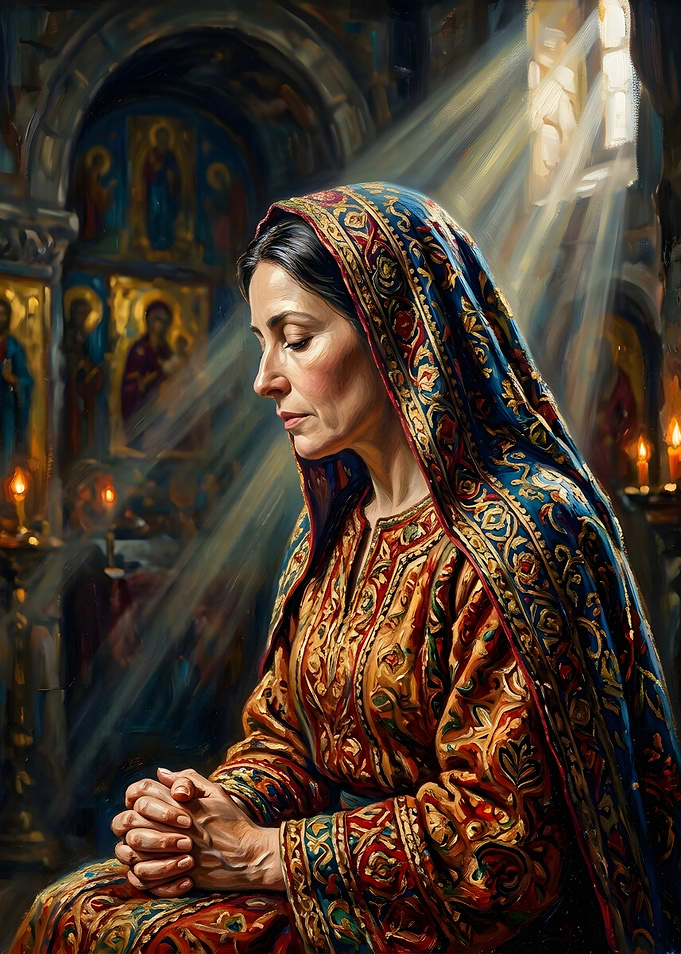Woman Praying in Orthodox Church
