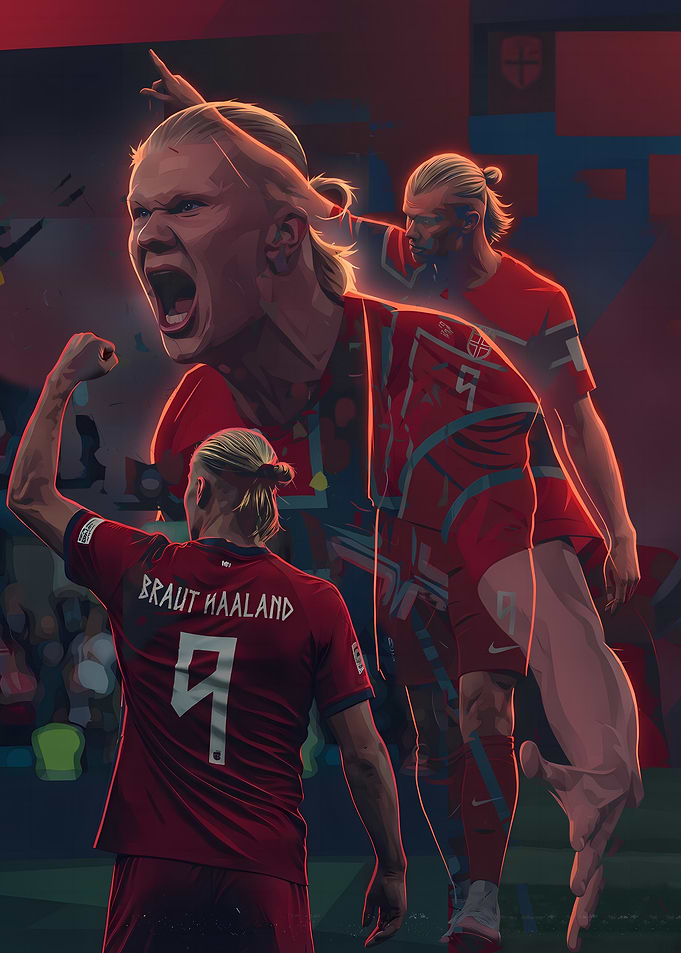Erling Haaland Norway Football Poster