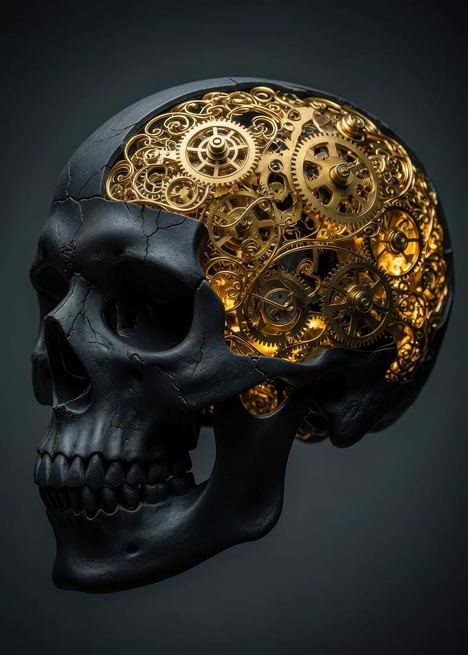 Steampunk Mechanical Skull Art