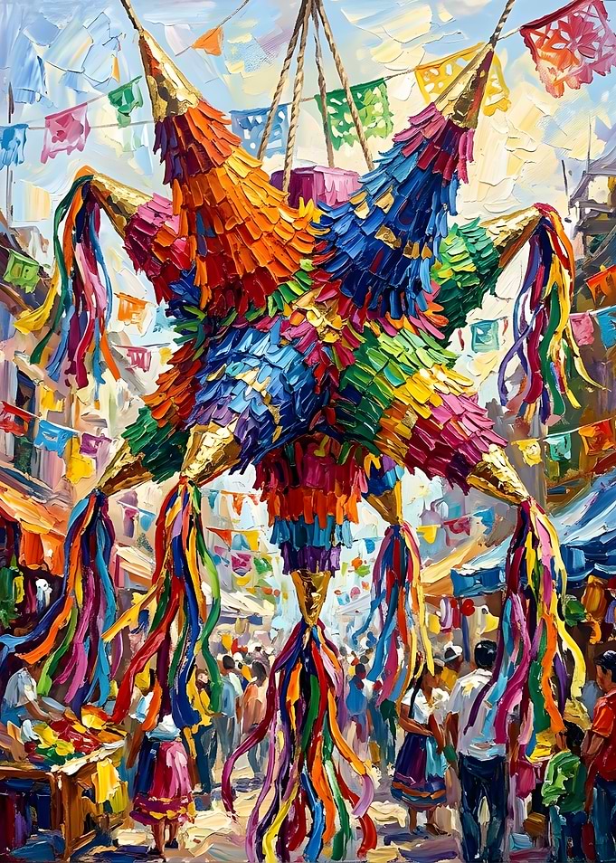 Vibrant Mexican Fiesta Pinata Painting