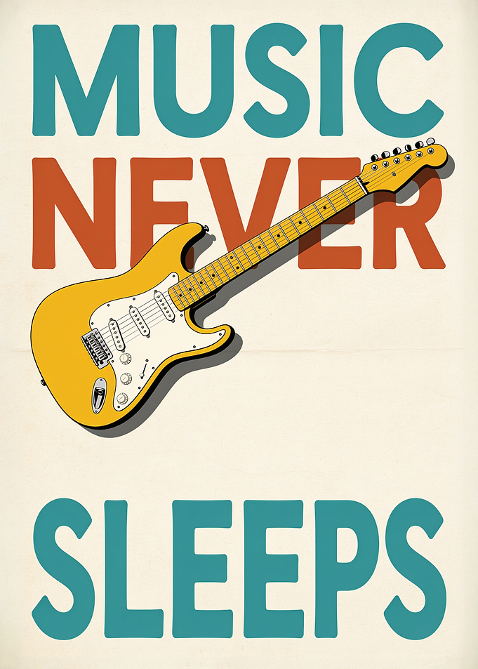 Music Never Sleeps Guitar Poster