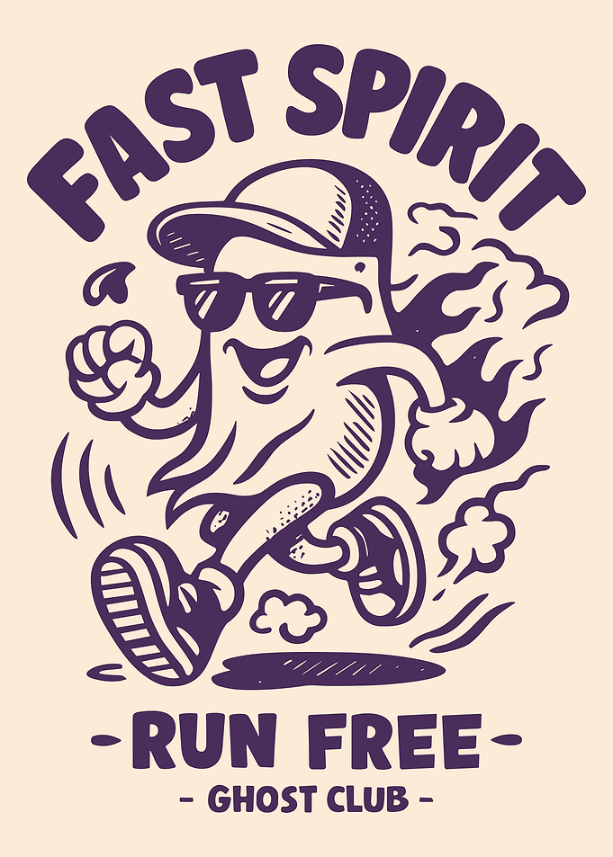 Fast Spirit Ghost Club Retro Running Cartoon Ghost Wall Art Poster