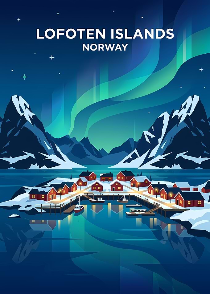 Lofoten Islands Norway Travel Poster