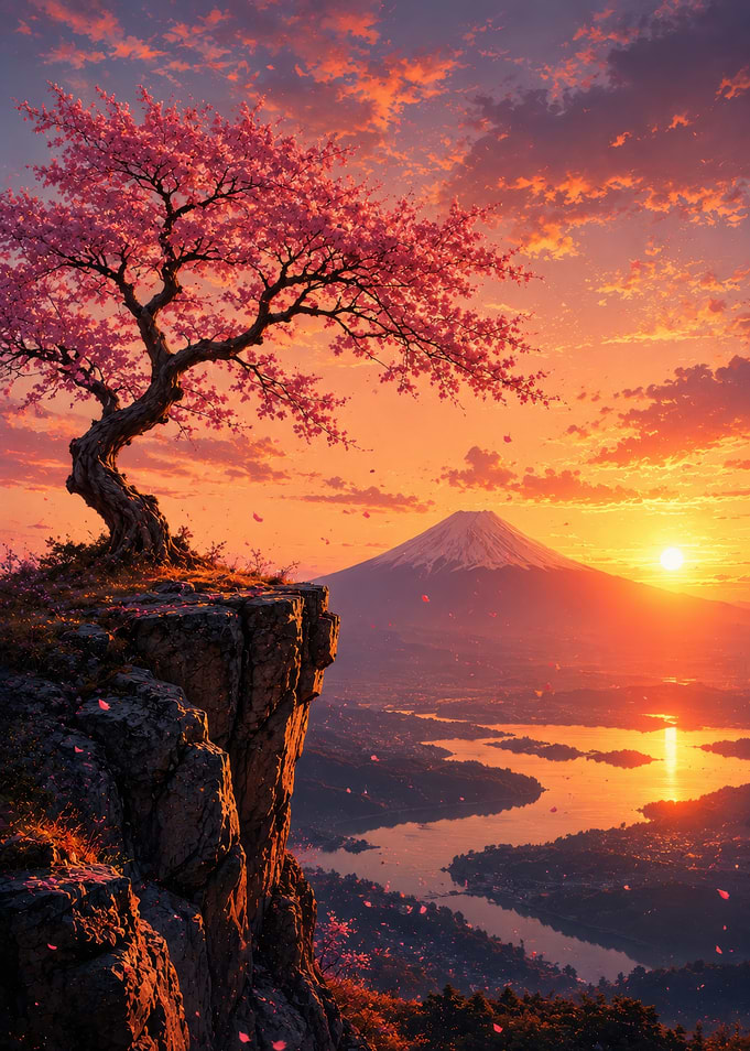 Serene Japanese Sunset Landscape