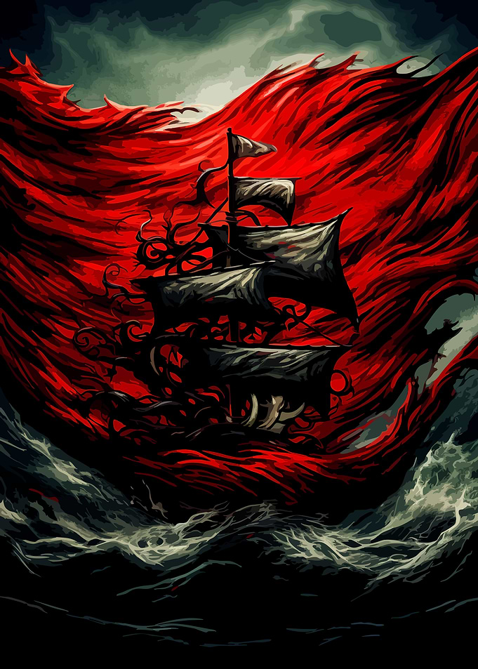 Ghost Ship in Red Mist