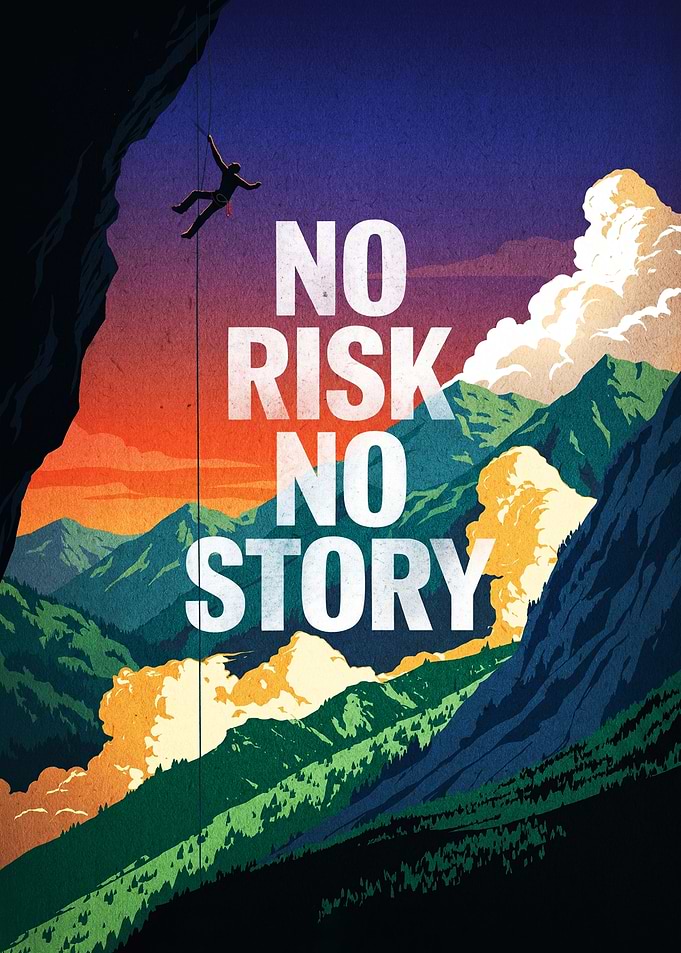 No Risk No Story Climbing Poster