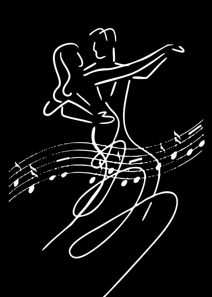 Couple Dancing with Musical Notes