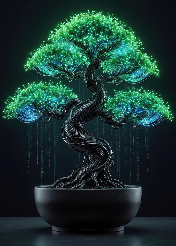 Cybernetic Fiber Optic Bonsai Tree