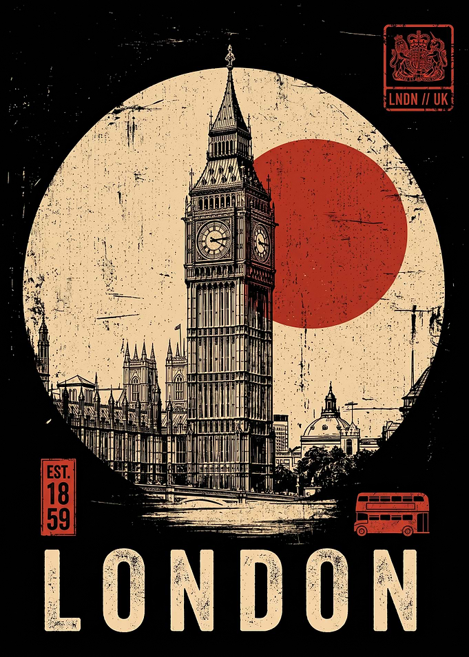 Vintage London Big Ben Poster