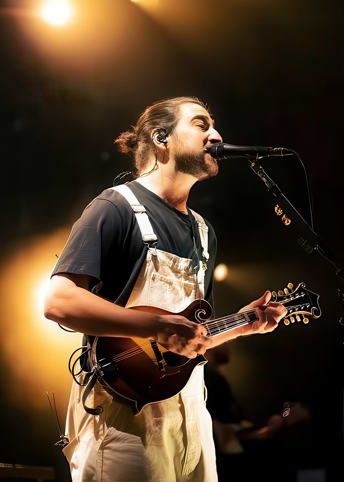 Musician Playing Mandolin on Stage