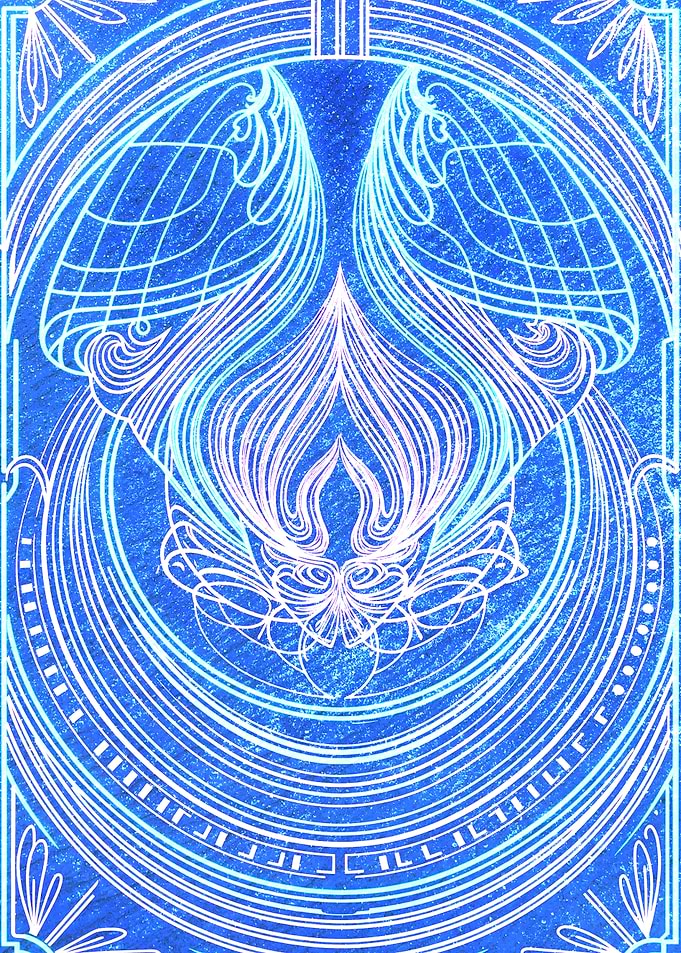 Abstract Blue Neon Line Art Design