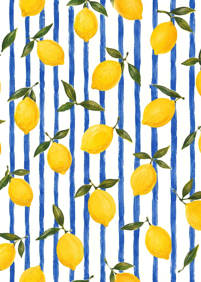 Lemon and Blue Stripe Pattern