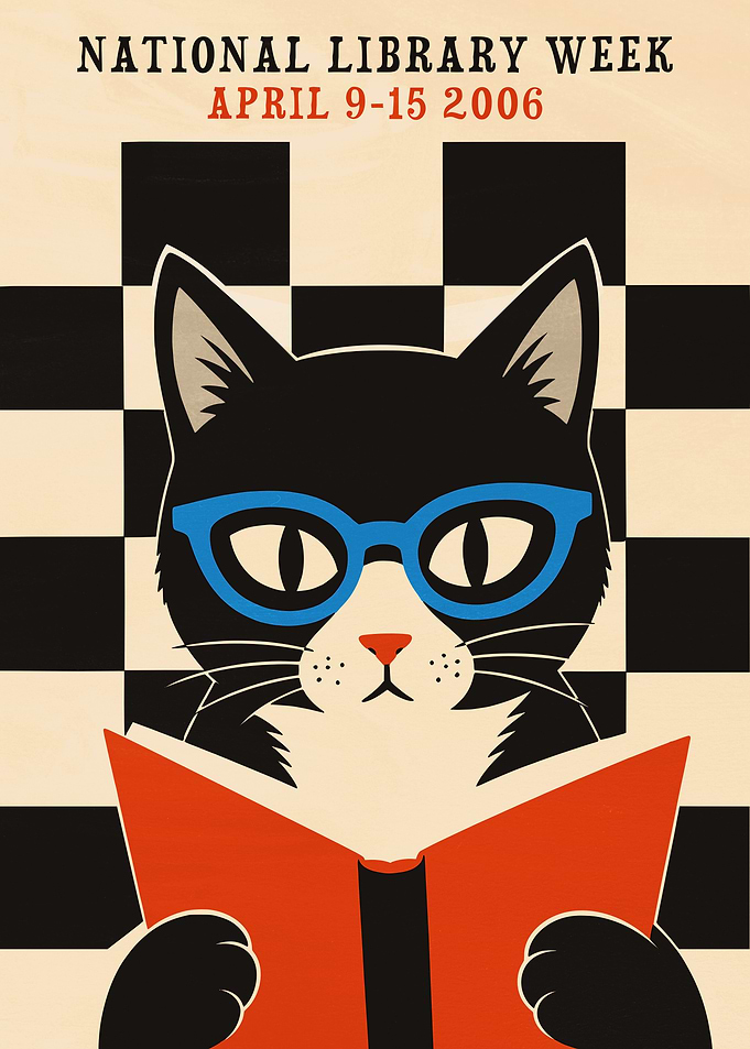 National Library Week Cat Poster
