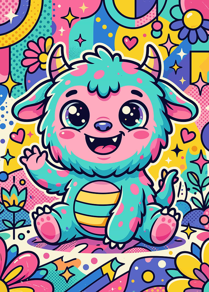Cute Colorful Monster Illustration