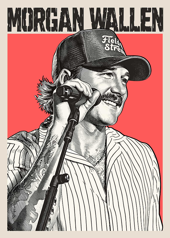 Morgan Wallen Graphic Portrait Poster