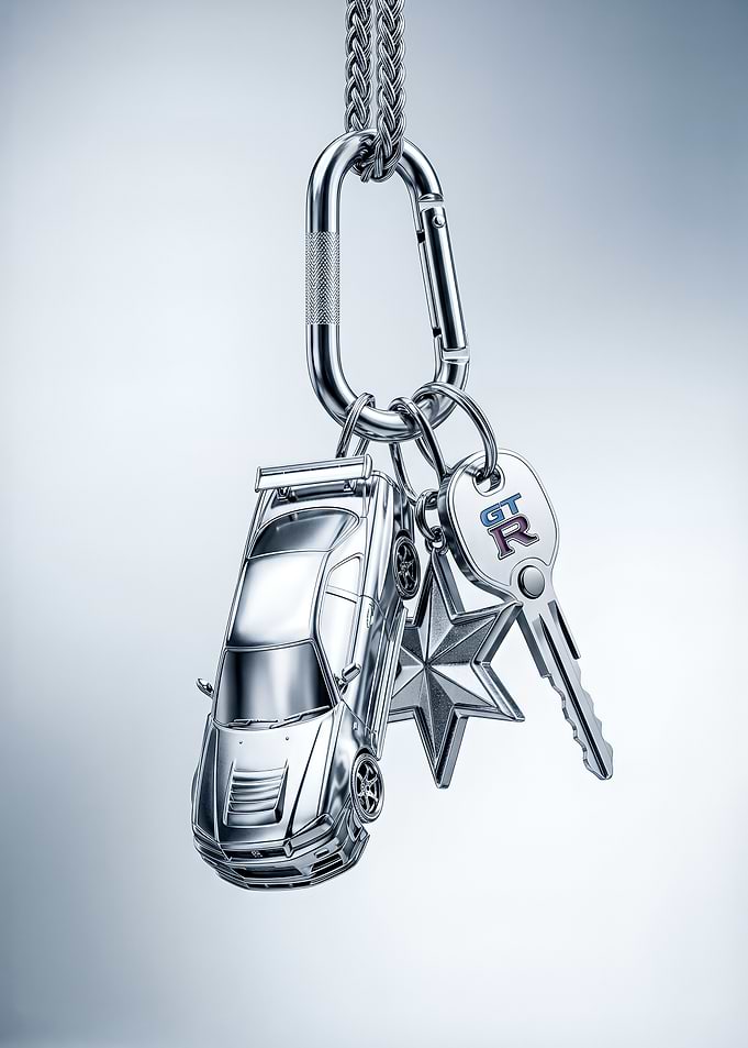 Nissan GT-R Metal Key and Keychain Accessory