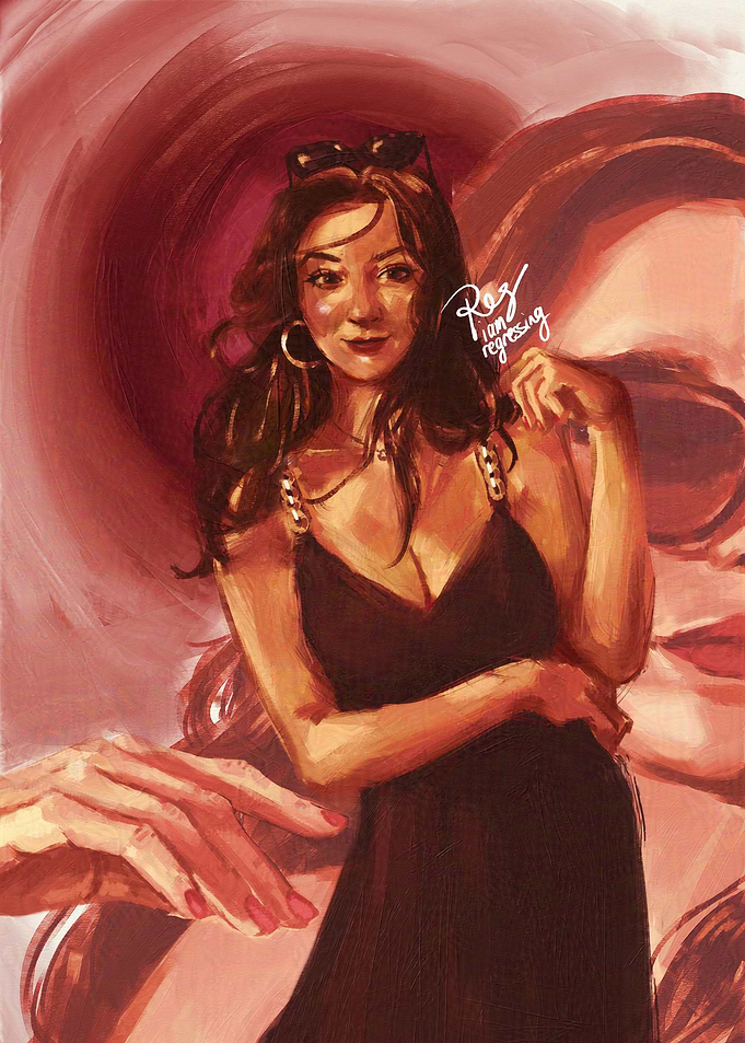 Cheers to your anniversary🍷Portrait of a stylish woman with wine-red summer vibes