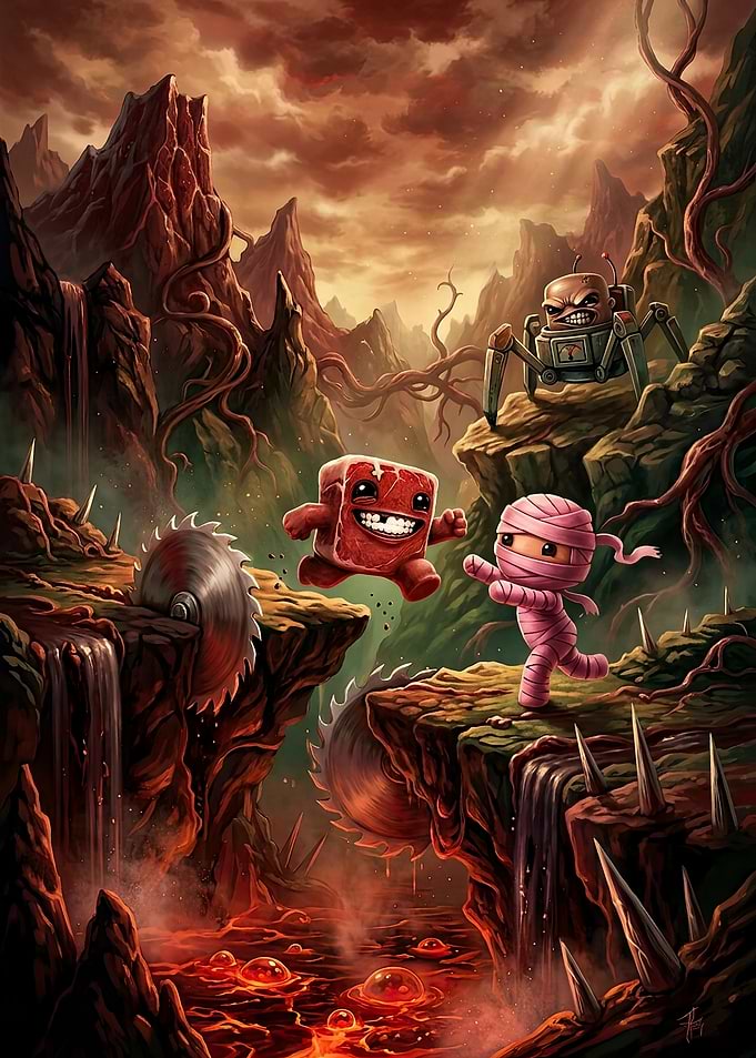 Super Meat Boy and Bandage Girl