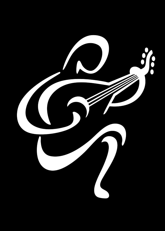 Minimalist Guitarist Silhouette Logo