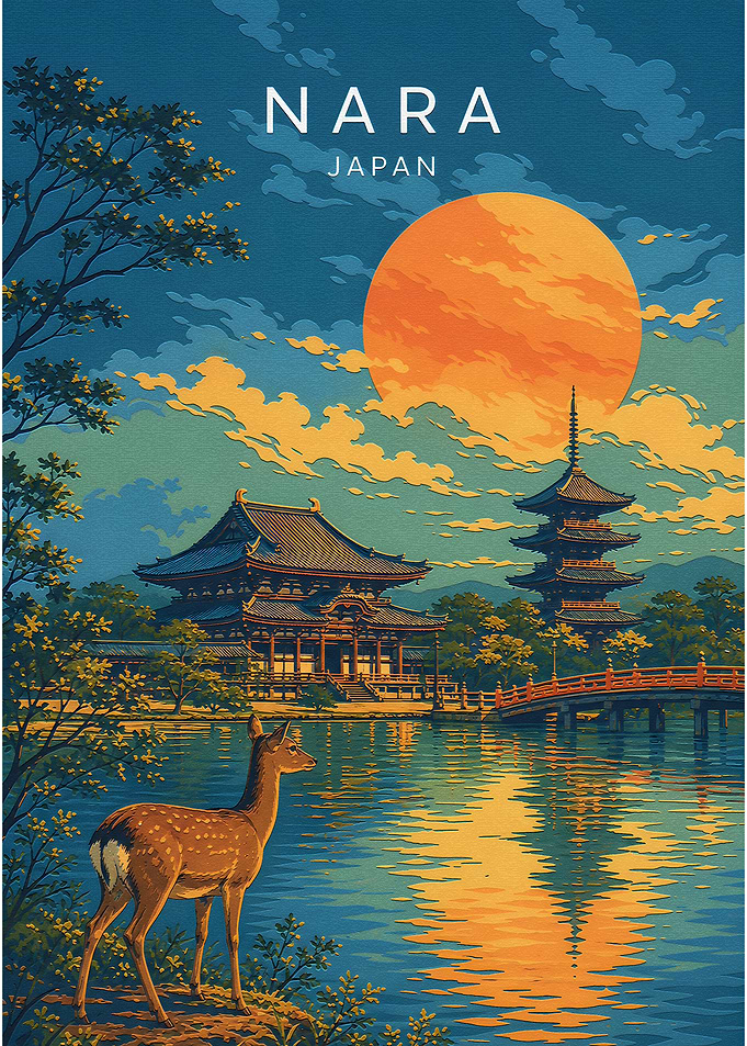 Nara Japan Travel Poster