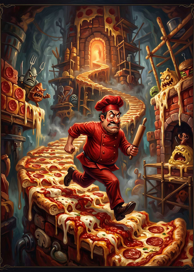 Angry Chef Running on Pizza Path