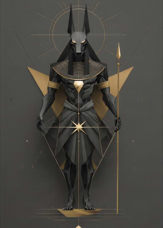 Geometric Anubis Egyptian Deity Illustration