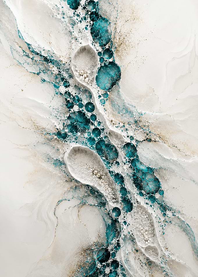 Abstract Teal and Gold Resin Art