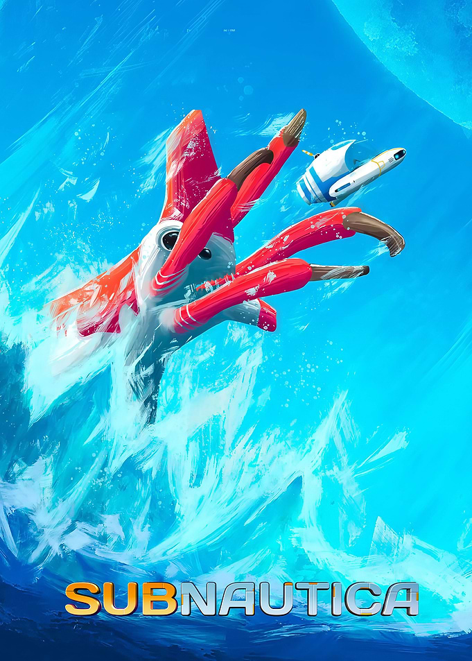 Subnautica Reaper Leviathan Attack Poster