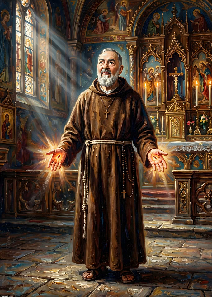 Saint Padre Pio with Stigmata