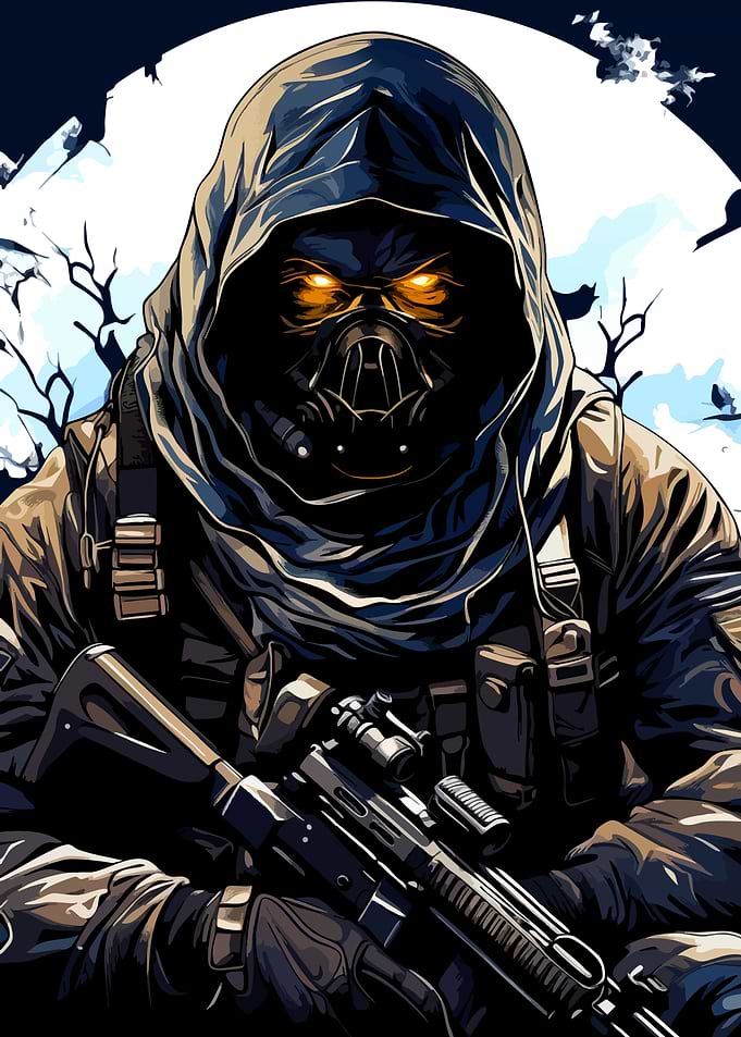 Tactical Soldier with Glowing Eyes