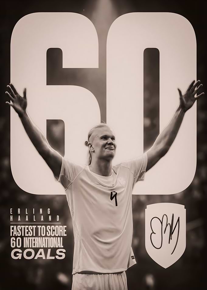 Erling Haaland 60 International Goals Poster