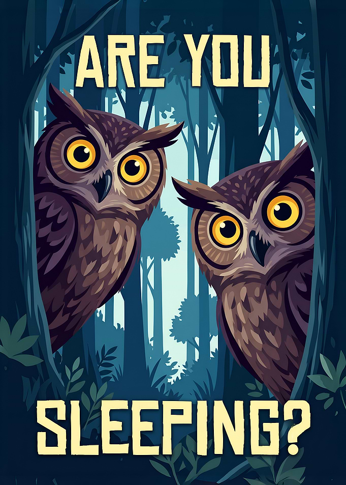 Are You Sleeping - Wide Eyed Owls Poster