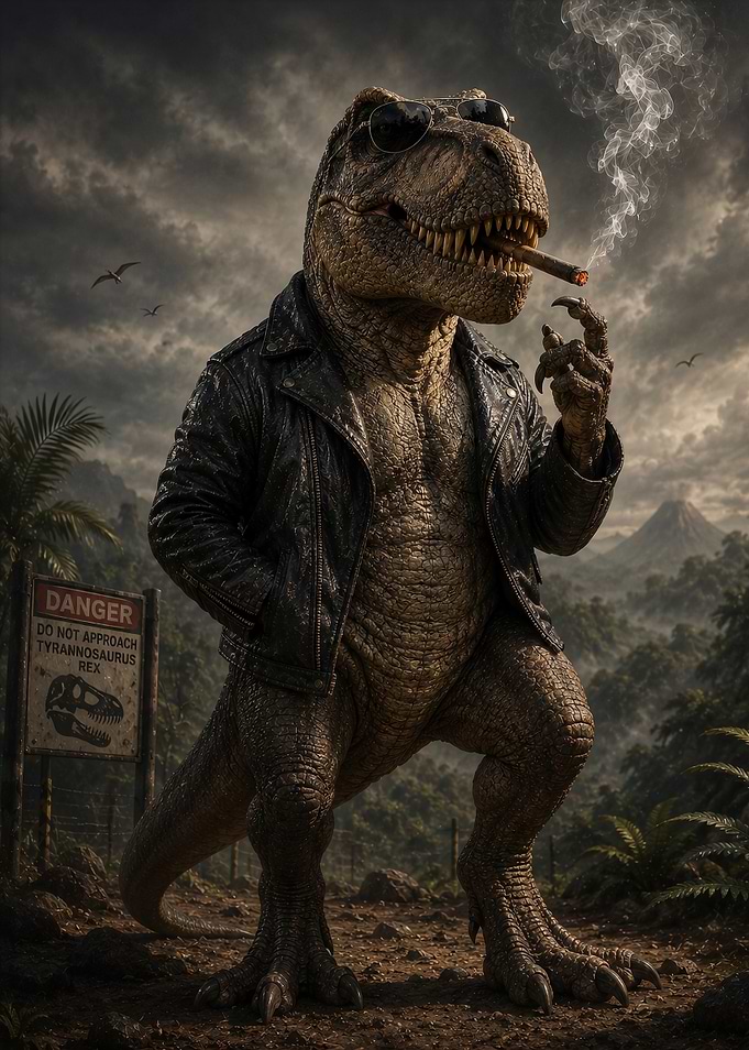 Cool T-Rex in Leather Jacket