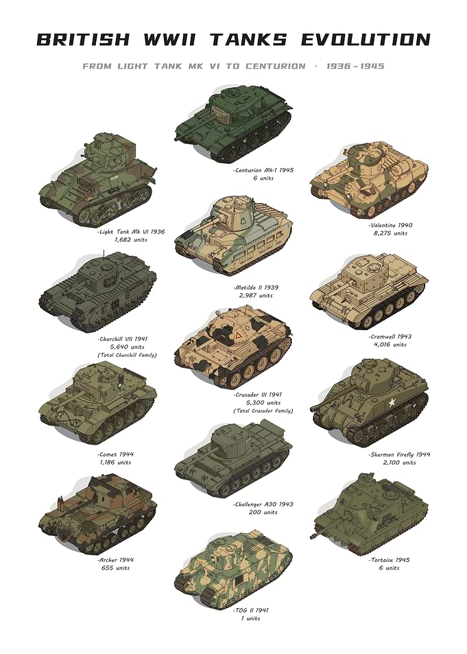 British WWII Tanks Evolution Infographic