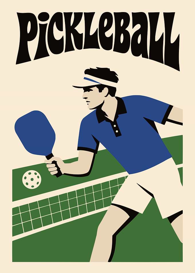 Vintage Style Pickleball Sport Poster