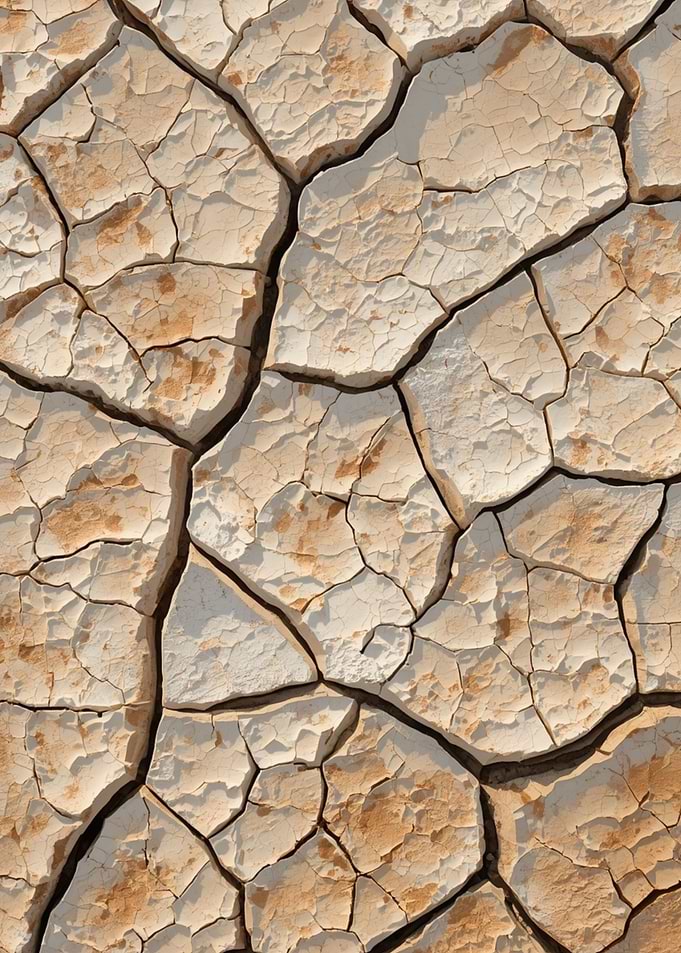 Cracked Dry Earth Texture, Nature's Mosaic, Minimalist Cracked Earth Abstract Wall Art.