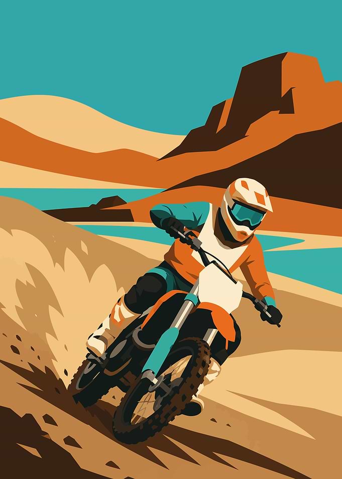 Motocross Rider in Desert Landscape