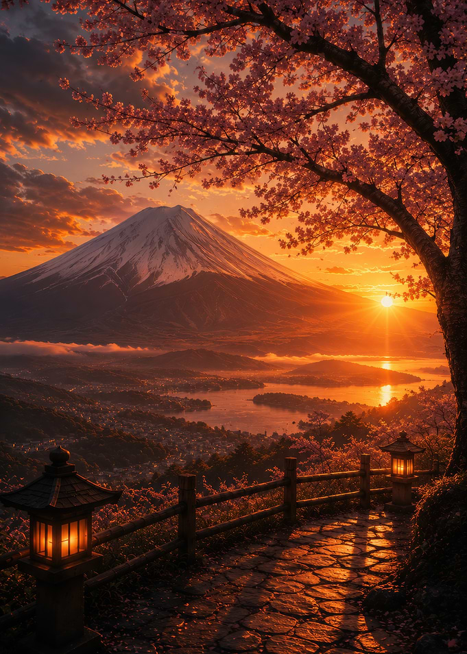 Serene Japanese Sunset Landscape