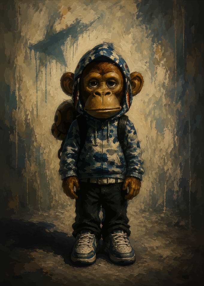 Bape Style Camo Monkey Character