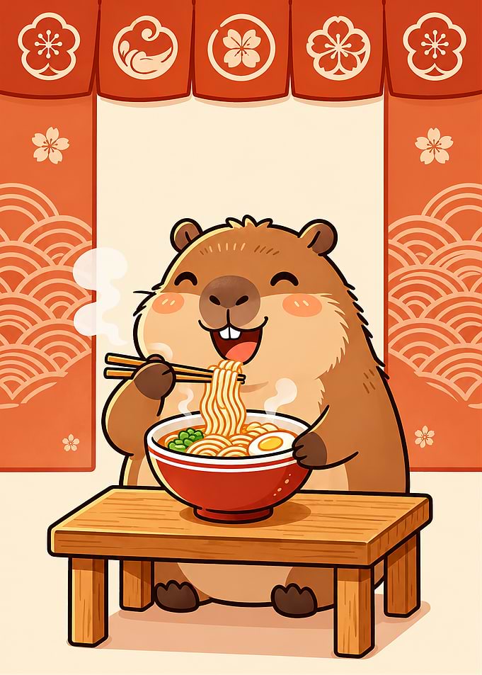 Happy Capybara Ramen Time