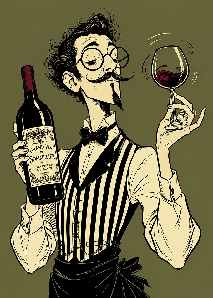 Sophisticated Sommelier with Red Wine