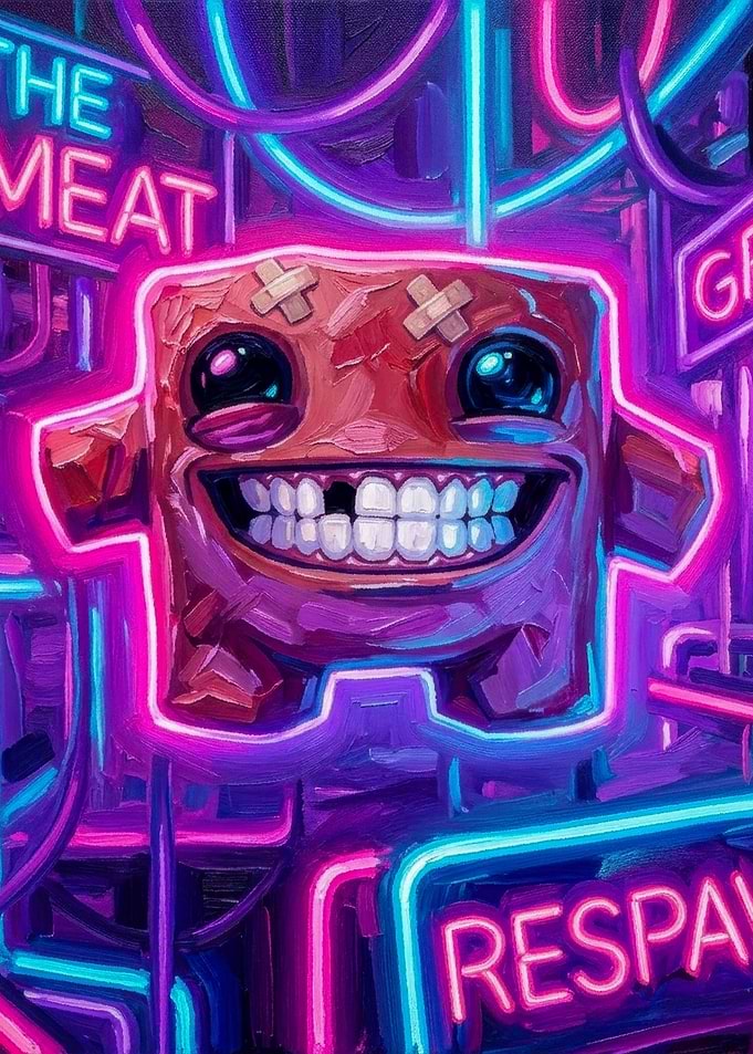 Super Meat Boy Neon Art